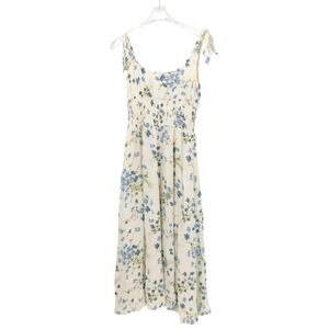 Reformation Darby Floral Print Midi Dress Tie Shoulder Smocked Waist Size L